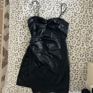 Zara pleather black mini dress